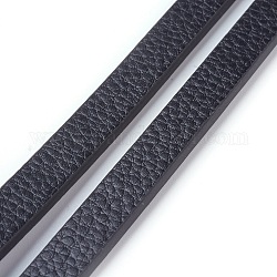 Microfiber PU Leather Cords, Flat, Black, 10x3mm, about 1.09 yards(1m)/strand