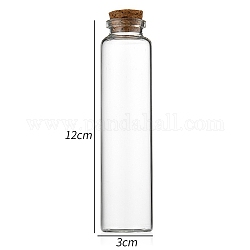 Bottiglia di vetro, con tappo in sughero, bottiglia di desiderio, colonna, chiaro, 3x12cm, capacità: 65 ml (2.20 fl. oz)