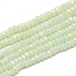 Chapelets de perles en verre opaque de couleur unie, facette, rondelle, miellat, 2.5x1.5mm, Trou: 0.8mm, Environ 160~165 pcs/chapelet, 13.78 pouce ~ 14.17 pouces (35~36 cm)