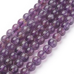 Chapelets de perles en améthyste naturelle, ronde, 4mm, Trou: 0.8mm, Environ 46 pcs/chapelet, 7.6 pouce