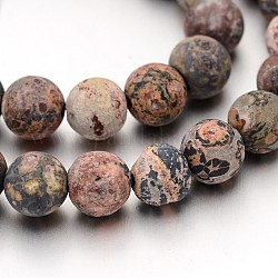 Fili di perline di diaspro naturale rotondo smerigliato, 8mm, Foro: 1 mm, circa 47pcs/filo, 15 pollice