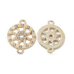 Alloy Crystal Rhinestone Connector Charms, Flat Round Wheel Links, Golden, 27x20x2mm, Hole: 2.2mm