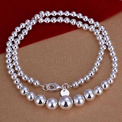 Популярные серебряные латунные ожерелья с круглыми шариками и градуированными бусинами, с карабин-лобстерами , 18 дюйм