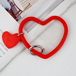 Telefon-Umhängeband mit Silikon-Herzschlaufe, Handschlaufe mit Schlüsselanhängerhalter aus Kunststoff und Legierung, rot, 7.5x8.8x0.7 cm