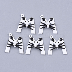Spray Painted Alloy Pendants, Letter M, White, 23x21x4.5mm, Hole: 1.5mm