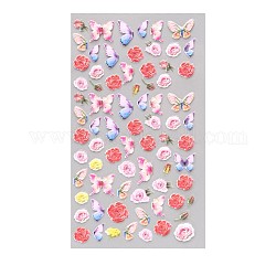 5d filigrane curseur gel nail art, papillon et fleur nail art autocollants décalcomanies, pour les décorations d'ongles, rouge-orange, 105x60mm