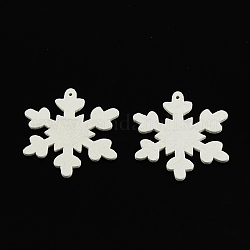 Flocon de neige teint pendentifs en bois, blanc, 36x33x2mm, Trou: 1.5mm