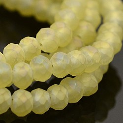 Full Rainbow Plated Faceted Rondelle Glass Beads Strands, Frosted, Champagne Yellow, 3x2mm, Hole: 1mm, about 150pcs/strand, 14.9 inch