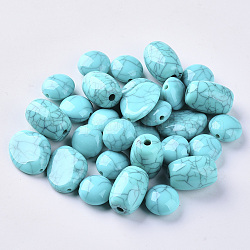 Perles acryliques, style de turquoise d'imitation, formes mixtes, turquoise foncé, 11~16.5x10~13x6~10mm, Trou: 1mm