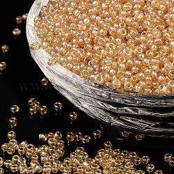 Glass Seed Beads, Trans. Colours Lustered, Round, Goldenrod, 2mm, Hole: 1mm, 30000pcs/pound