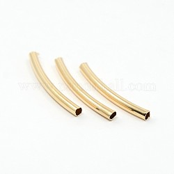 Brass Smooth Curved Tube Beads, Curved Tube Noodle Beads, Light Gold, 40x3mm, Hole: 2mm