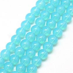 Baking Painted Glass Beads Strands, Imitation Opalite, Round, Light Sky Blue, 6mm, Hole: 1.3~1.6mm, about 133pcs/strand, 31.4 inch