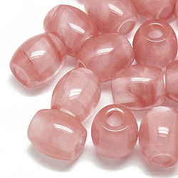 Kirsche Quarzglasperlen, Großloch perlen, Fass, 17~19x15~16 mm, Bohrung: 5.5 mm