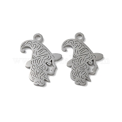 304 Stainless Steel Pendants, Laser Cut, Witch Charms, Stainless Steel Color, 16x10.5x1mm, Hole: 1.6mm