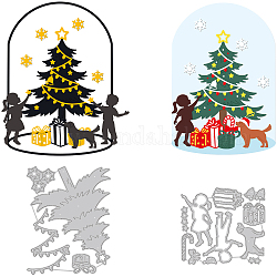 GLOBLELAND Christmas Tree Set Embossing Template Mould Cute Boy Girl Carbon Steel Die Cuts Puppy Snowflake Die Cut for Scrapbooking Card DIY Craft Decoration