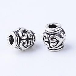 Abalorios de aleación de estilo tibetano, florero, sin plomo y cadmio, plata antigua, 7x6mm, agujero: 2 mm