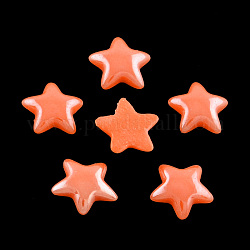 Pearlized Plated Opaque Glass Cabochons, Star, Orange Red, 7.5x8x2mm
