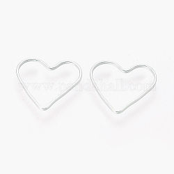 Liens en laiton, accessoire de bijoux de la saint-valentin, cœur, couleur argentée, environ 13.5 mm de large, Longueur 12mm, épaisseur de 1mm