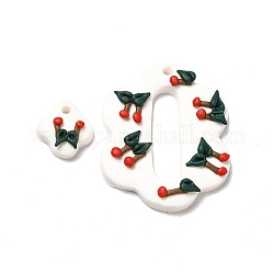 Set di pendenti in argilla polimerica fatti a mano, fiore con fascino di ciliegio, neve, 12x12x5mm, Foro: 2 mm, 2 pc / set