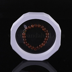 Supports de cadre en plastique, avec membrane transparente, Pour la bague, pendentif, affichage de bijoux de bracelet, octogone, blanc, 127x20mm