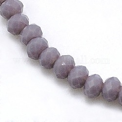Cuentas de rondelle de cristal de color sólido opaco hebras, facetados, púrpura medio, 3.5x2.5~3mm, agujero: 1 mm, aproximamente 138 pcs / cadena, 12.9 pulgada