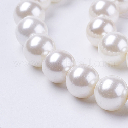 Fili di perline con guiscio, tondo, bianco, 6mm, Foro: 1 mm, circa 63pcs/filo, 15.7 pollice