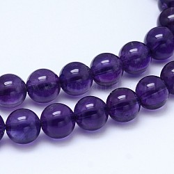 Hebras de perlas redondas de amatista naturales, aa grado +, 8mm, agujero: 1 mm, aproximamente 49 pcs / cadena, 15.5 pulgada
