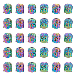Nbeads 30 個ラックメッキ虹色の合金ビーズ  カドミウムフリー＆ニッケルフリー＆鉛フリー  仏頭  仏教のテーマ  虹色  10x8.5x8mm  穴：2mm