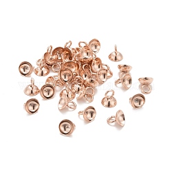 Bélière pendentif coupelles en 201 acier inoxydable, pour les pendants de couverture de bulle de verre de globe, or rose, 6x6mm, Trou: 2.2mm