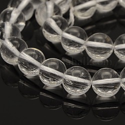 Rotonde di quarzo naturale perline di cristallo fili, perle di cristallo di rocca, 10mm, Foro: 1 mm, circa 40pcs/filo, 15.7 pollice