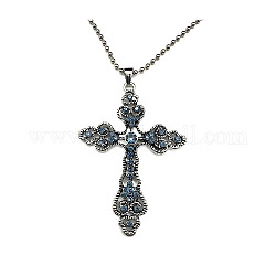 Halskette mit Kreuzanhänger aus Zinklegierung, mit Strass, Indian Sapphire, 27.56 Zoll (70 cm)