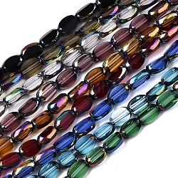Chapelets de perles en verre électroplaqué, bord ab couleur plaqué, ovale, couleur mixte, 6.5x4x3mm, Trou: 0.8mm, Environ 80 pcs/chapelet, 20.08 pouce (51 cm)