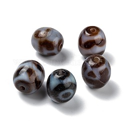 Perline dzi stile tibetano, agata naturale perle, tinto, barile, Modelli misti, 16~17x14.5~15mm, Foro: 1.8~2 mm