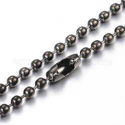 304 ожерелья из нержавеющей стали из нержавеющей стали, круглые, электрофорез черный, 23.6 дюйм (60 см), 2.4 мм