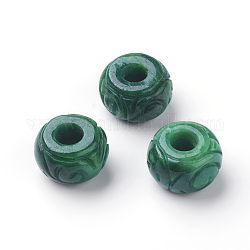 Natürliche myanmarische Jade / burmesische Jadeperlen, Großloch perlen, gefärbt, Flachrund, 12~13x8~9 mm, Bohrung: 5 mm
