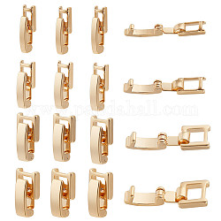 BENECREAT 16 Sets 4 Styles Eco-Friendly Brass Watch Band Clasps, Long-Lasting Plated, Lead Free & Cadmium Free, Real 24K Gold Plated, 15~17x3.5~7.5x4mm, 4 sets/style
