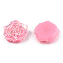 Cabochons en plastique abs opaque, de couleur plaquée ab , rose, rose, 18x17x6.5mm