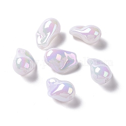 Perline di plastica abs, ab colore placcato, pepite, bianco, 21.5~22x15.5x12.5mm, Foro: 2 mm