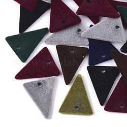 Colgantes de acrílico flocky, triángulo, color mezclado, 21.5x17x2mm, agujero: 1.5 mm