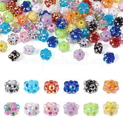 Pandahall 96pcs perles de strass en résine 12 couleurs, ronde, couleur mixte, 7.5~8x5.5mm, Trou: 1.5mm, 8 pcs / couleur