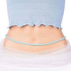 Taillenperlen, Glassaatperlen-Stretch-Taillenkette für Frauen, Deep-Sky-blau, 31-1/2 Zoll (80 cm), Perlen: 5 mm