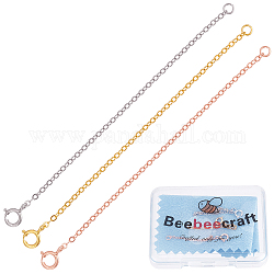 Beebeecraft 3 Uds 3 estilo 925 extensor de cadena de plata esterlina, Cadenas portacables con cierres de anillo elástico para cadenas finales, color mezclado, 81mm, 1pc / estilo