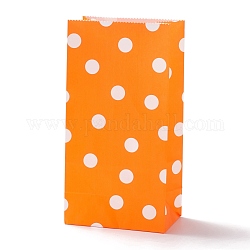 長方形のクラフト紙袋  ハンドルなし  ギフトバッグ  水玉模様  ダークオレンジ  9.1x5.8x17.9cm