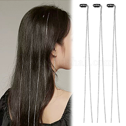 Hobbiesay 2 bolsas 2 estilos broches de hierro para el cabello, con cadena de extensión de pelo de rhinestone de aleación, accesorios para el cabello para mujer niña, cristal, 450~460x3x2mm, 1 bolsa / estilo