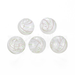 Transparente handgemachte mundgeblasene Glaskugelperlen, Streifenmuster, Runde, lichtgrau, 14~16.5 mm, Bohrung: 1~2 mm