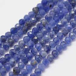 Chapelets de perles en sodalite naturelle, facette, ronde, Grade a, 2mm, Trou: 0.5mm, Environ 169~178 pcs/chapelet, 15.3 pouce (39 cm)