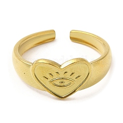 304 anneaux de manchette ouverts en acier inoxydable, coeur avec des yeux, or, nous taille 7 1/4 (17.5mm)