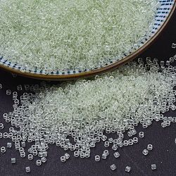 Perles miyuki delica, cylindre, Perles de rocaille japonais, 11/0, (db1404) brouillard vert pâle transparent, 1.3x1.6mm, Trou: 0.8mm, environ 10000 pcs / sachet , 50 g / sac