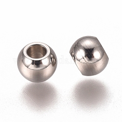 Intercalaire perles en 201 acier inoxydable, plat rond, couleur inoxydable, 4x3mm, Trou: 1.8mm