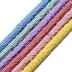 Spray Painted Non-magnetic Synthetic Hematite Beads Strands, Hexagon, Mixed Color, 5x1mm, Hole: 0.9mm, about 320~330pcs/strand, 15.75 inch~15.94 inch(40~40.5cm)